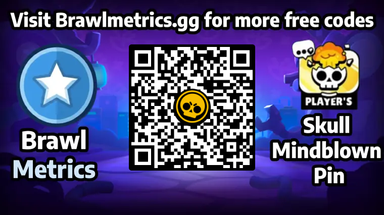 Free QR code to redeem Skull Mindblown Pin in Brawl Stars